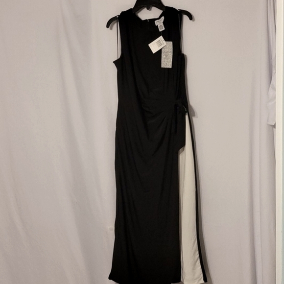 Carmen Marc Valvo Side Tie Color Block Midi Dress - Picture 7 of 11